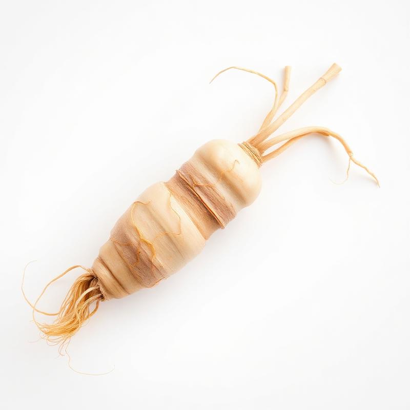 Fresh ginseng root on a clean white background